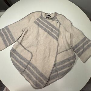 Karen Millen Cream and Gray Wool Coat